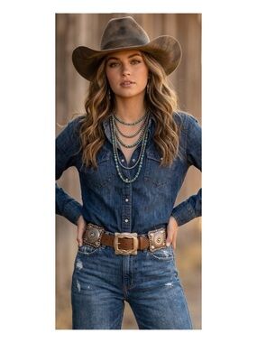 Amazing W. Doran Etched Metal And Leather Handcrafted Western Statement Belt